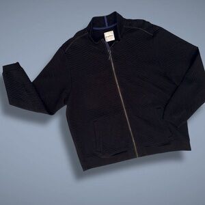 Tommy Bahama Black Full Zip Textured Jacket XXL Island Casual Coastal